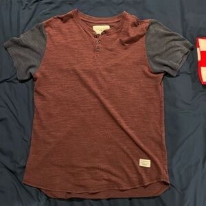 Modern Amusement Brown and Gray Short Sleeve Henley